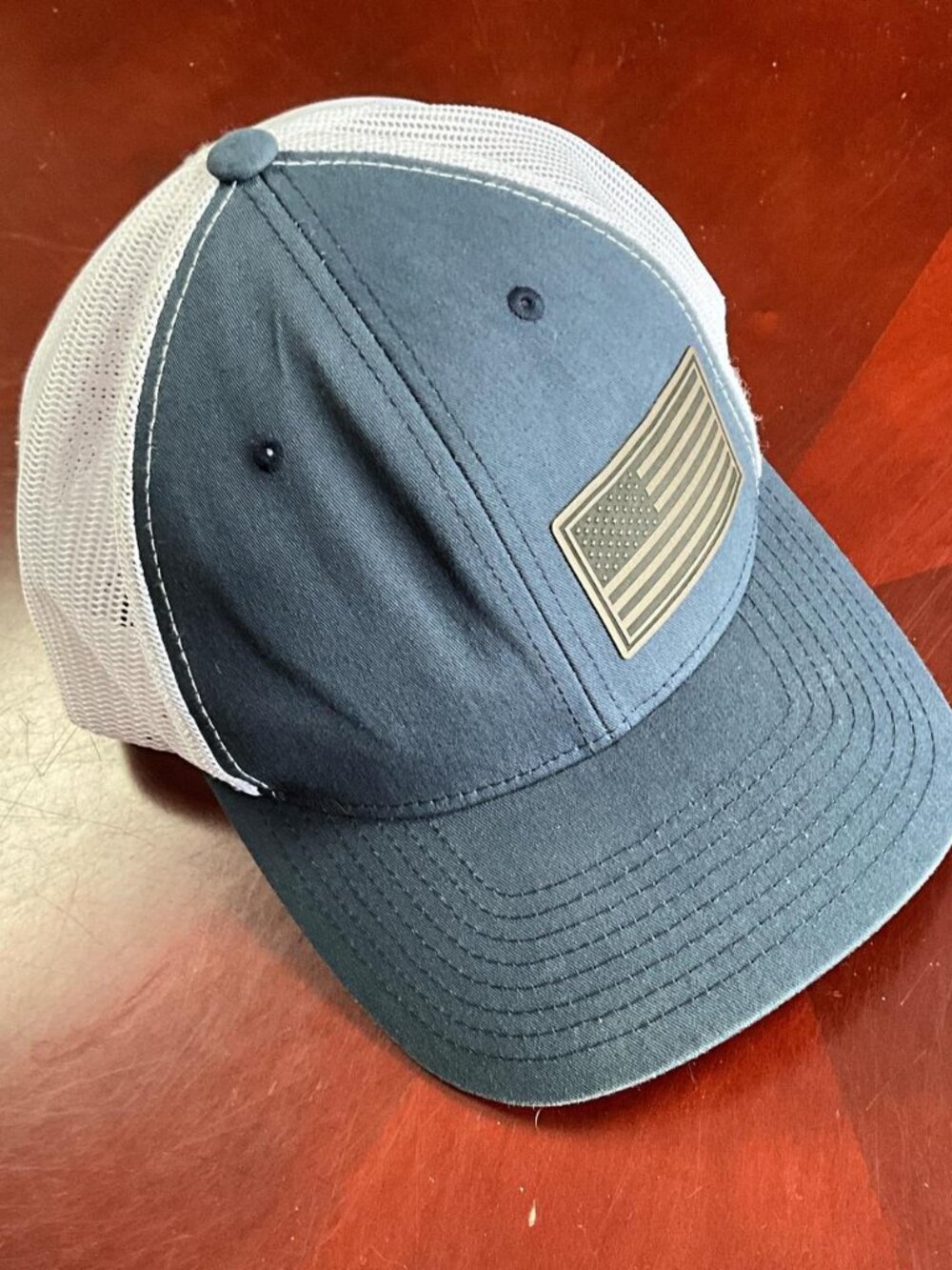 Mens Yupoong The Classics Retro Style Two Tone Navy & White Trucker Mesh Hat